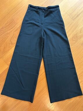 Nicole Farhi Dressy Black Wide Leg Wool Pants Size 6 Pockets